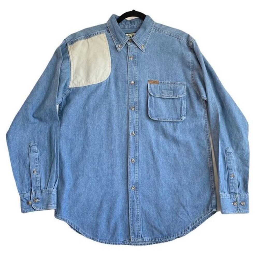 Gander Mountain Guide Series Blue Denim Vented Camp Fishing Shirt Men’s size S